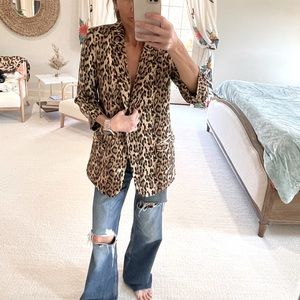 Zara Leopard Print Silky Blazer